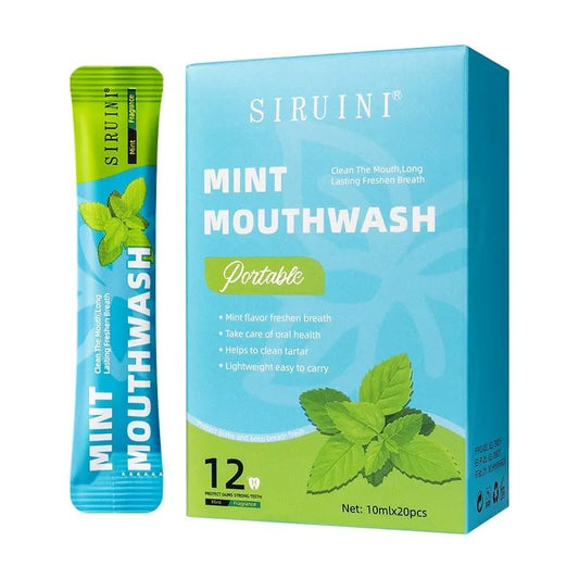 SKY-TOUCH 20-Count Travel Mouthwash, 10ml x 20 Individually Wrapped - Fresh Mint, Portable & Convenient - Freshens Breath, Cleans Teeth, Prevents Bad Breath, No Alcohol
