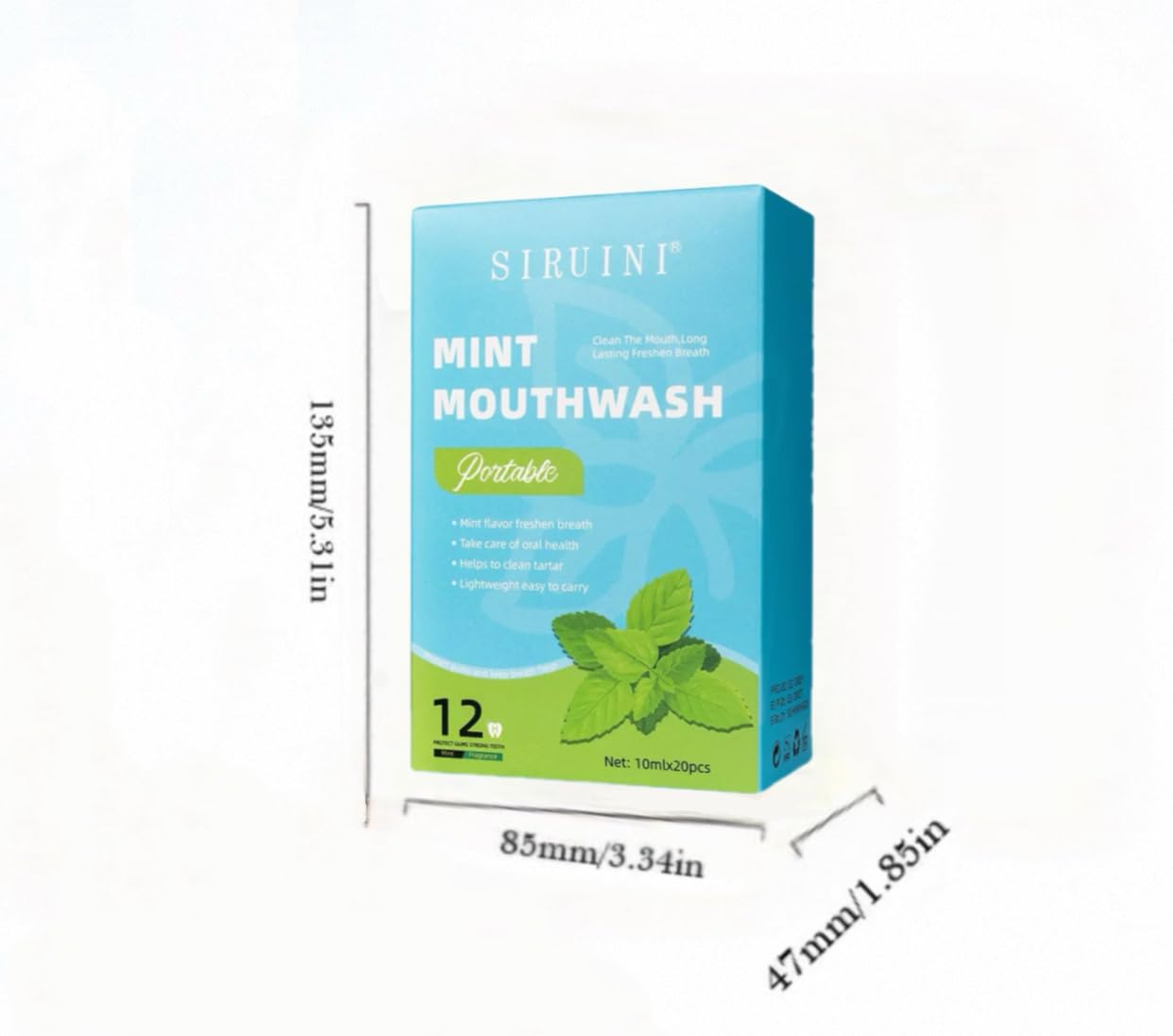 SKY-TOUCH 20-Count Travel Mouthwash, 10ml x 20 Individually Wrapped - Fresh Mint, Portable & Convenient - Freshens Breath, Cleans Teeth, Prevents Bad Breath, No Alcohol