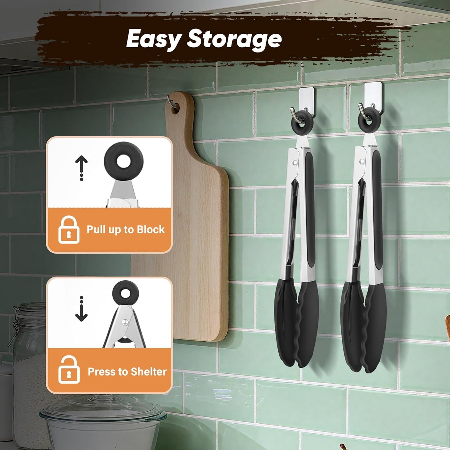 SKY-TOUCH 2 pack Heat Resistant Silicone Kitchen Tongs, 9 Inch Non-Stick Silicone and Metal Tongs Easy Grip Locking Salad Tong Heat Resistant for BBQ Cooking Barbecue Steak and Serving Food