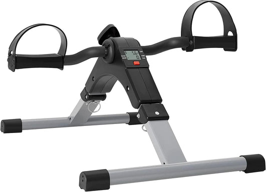 SKY-TOUCH Folding Mini Pedal Exerciser, Arm and Leg Pedal Exerciser, Exercise Bike with LCD Monitor Resistance Portable Home Pedal Exerciser Gym Fitness Unsex, Grey - 49x37cm