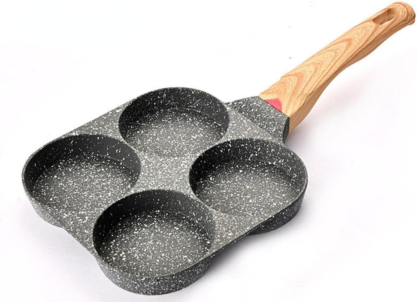 SKY-TOUCH 4 in 1 Fried Egg Pot, Non-Stick Frukost Pan, 4 Hole Round Fry Pan, Common for Induction Cooker and Gas Stove,19x35cm, Black