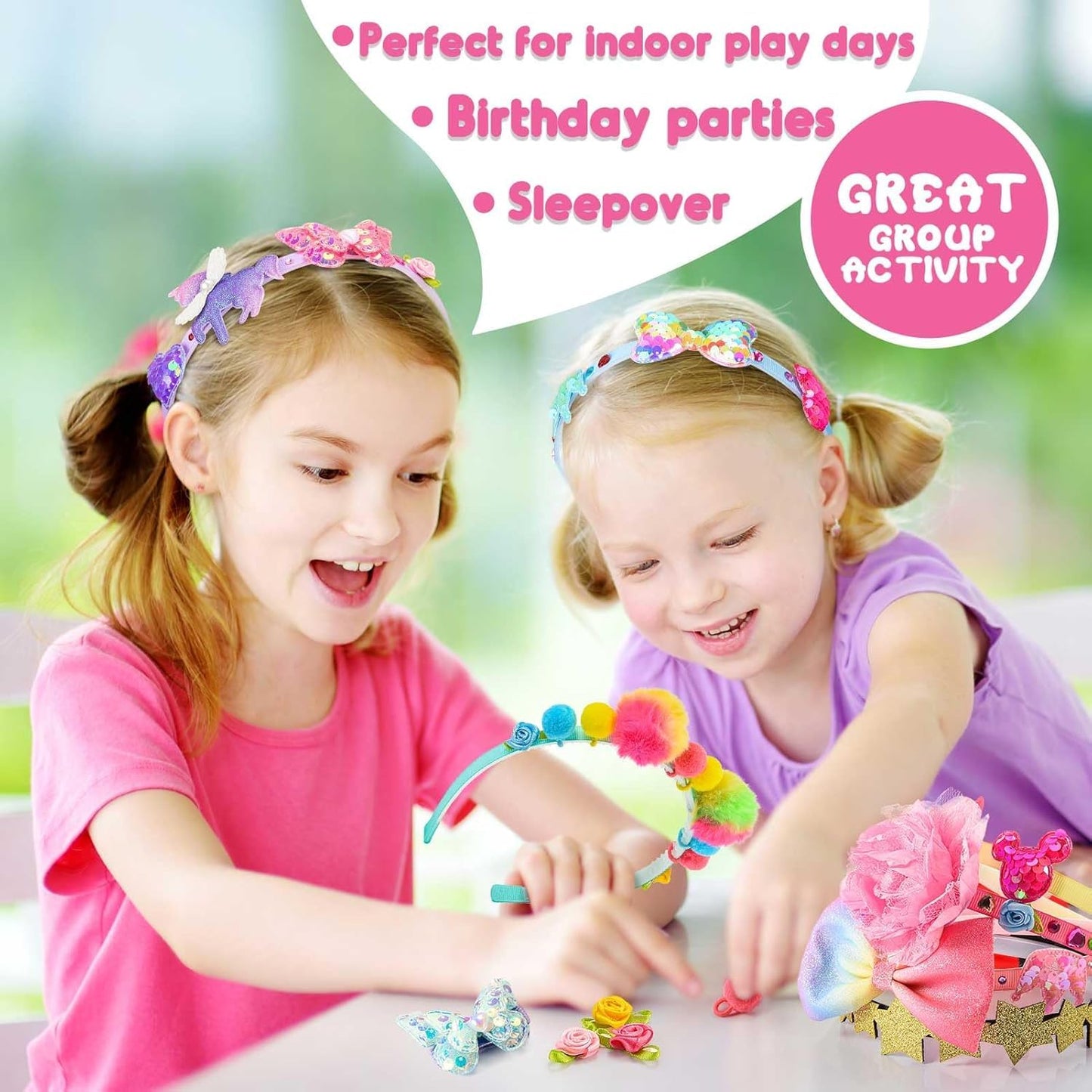 SKY-TOUCH DIY Headband Kit for Girls – Creative Arts & Crafts Set to Make Personalized Hair Accessories, Easy to Use, Perfect Gift for Kids (Ages 60+ months)