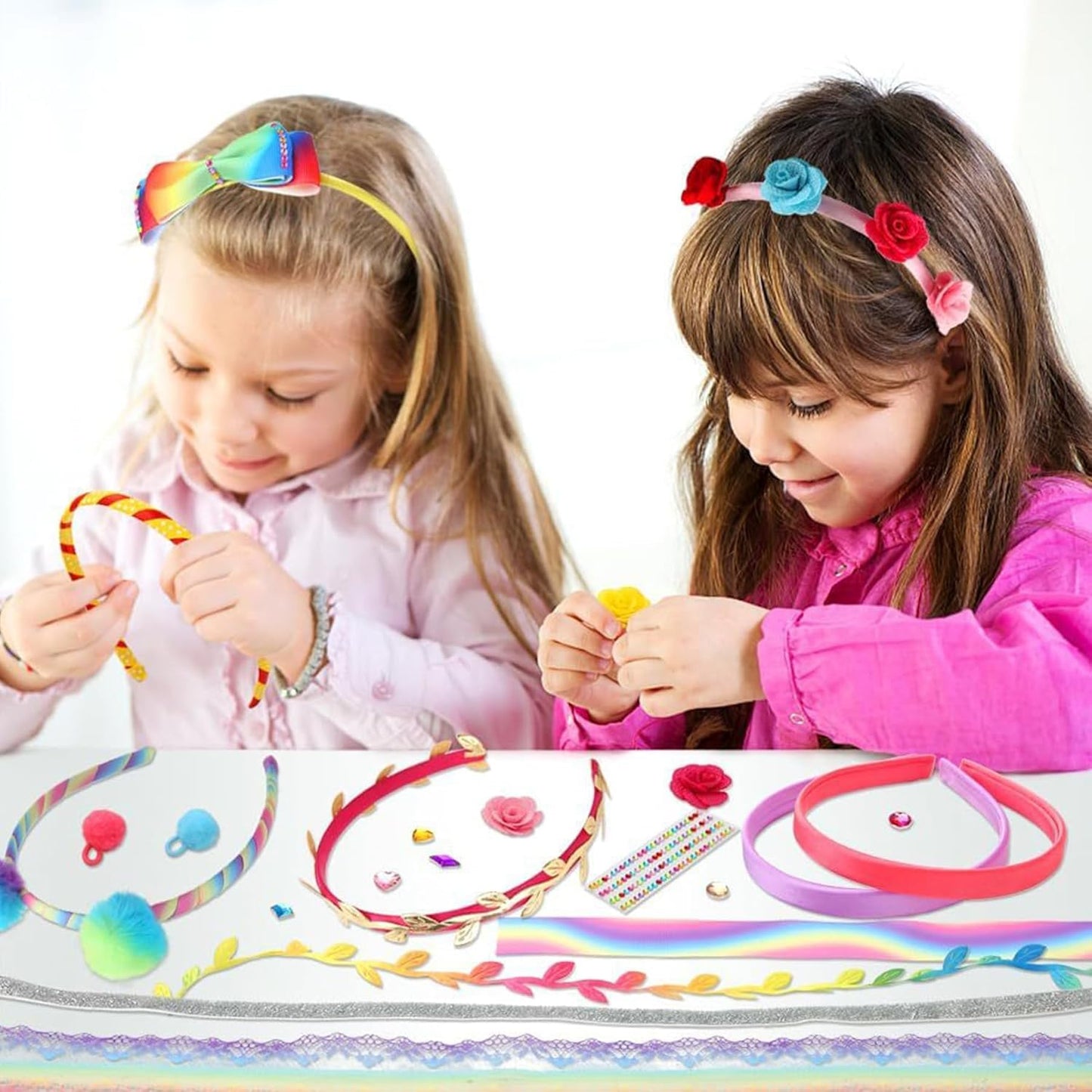 SKY-TOUCH DIY Headband Kit for Girls – Creative Arts & Crafts Set to Make Personalized Hair Accessories, Easy to Use, Perfect Gift for Kids (Ages 60+ months)