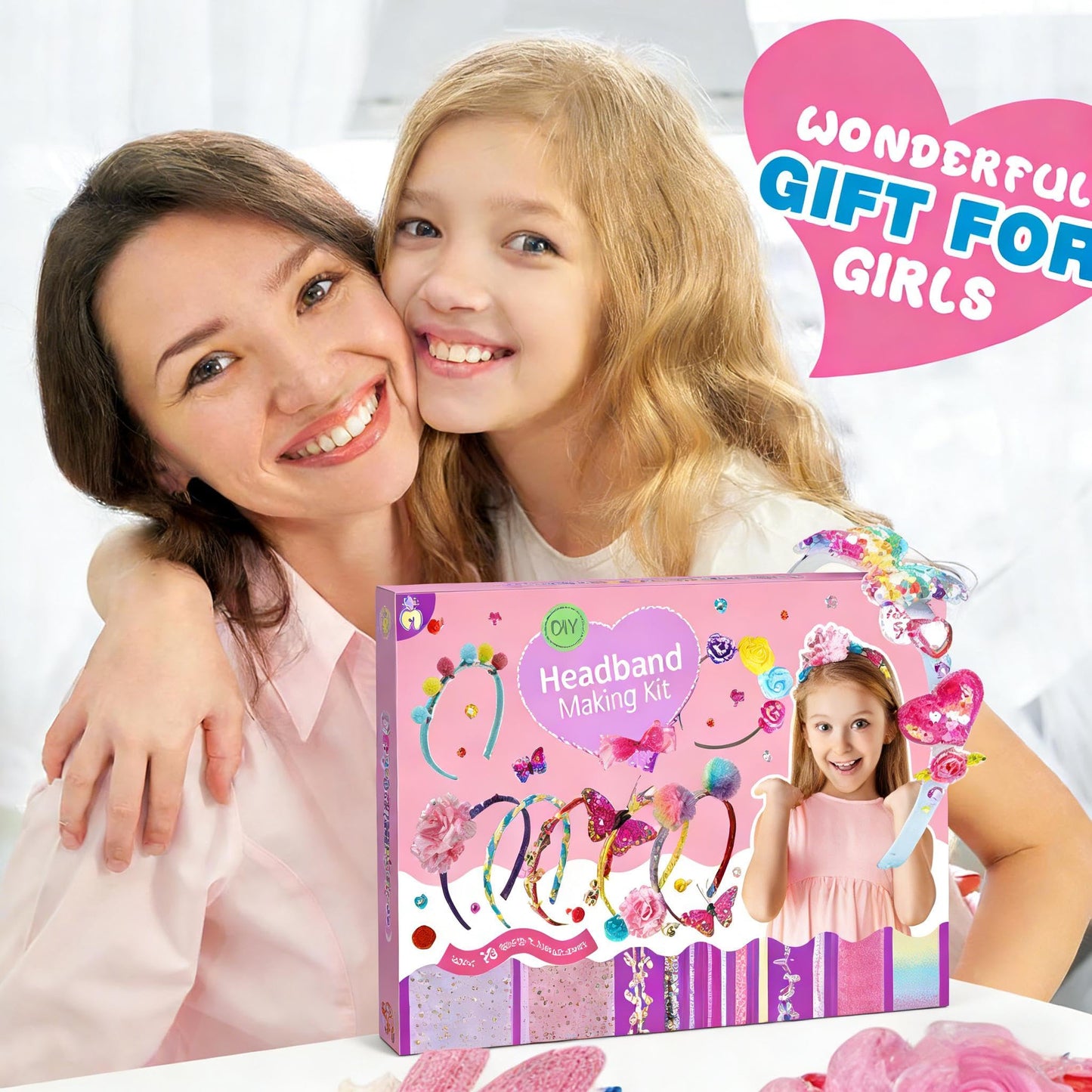 SKY-TOUCH DIY Headband Kit for Girls – Creative Arts & Crafts Set to Make Personalized Hair Accessories, Easy to Use, Perfect Gift for Kids (Ages 60+ months)
