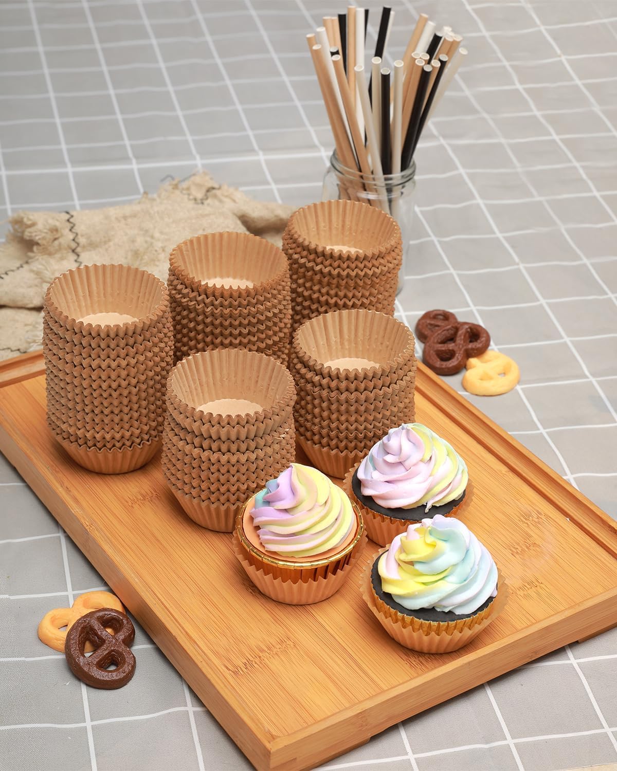 SKY-TOUCH 500PCS Mini Cupcake Liners Muffin Linner, Mini Muffin Truffle Cases Greaseproof Cupcake Liners Non Stick Chocolate Paper Candy Wrappers for Party Birthday Christmas, Bottom size 5cm