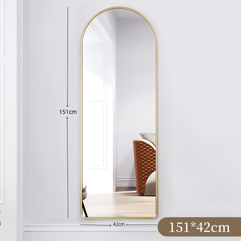 SKY-TOUCH Arched Full Length Mirror 151x42cm, Floor Mirrors Free-Standing Leaning Large Bedroom Dressing Mirror, Wall-Mounted Mirror for Living Room,Bedroom, Gold