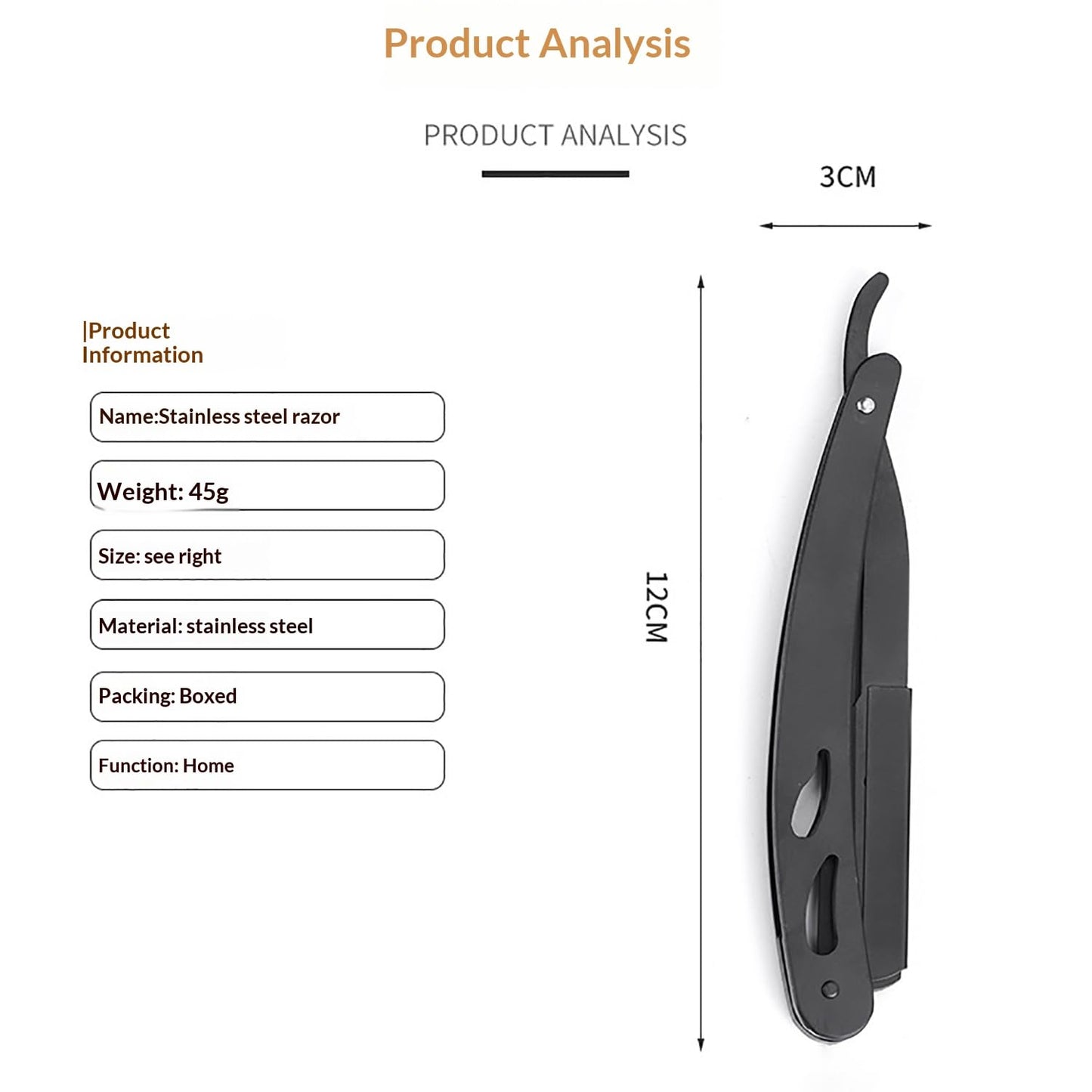SKY-TOUCH Men's Straight Razor Set, Professional Straight Razor, 10 Replaceable Stainless Steel Blades, Includes Leather Case, Professional Barber Razor, Close Shave, 100% Stainless Steel, Black