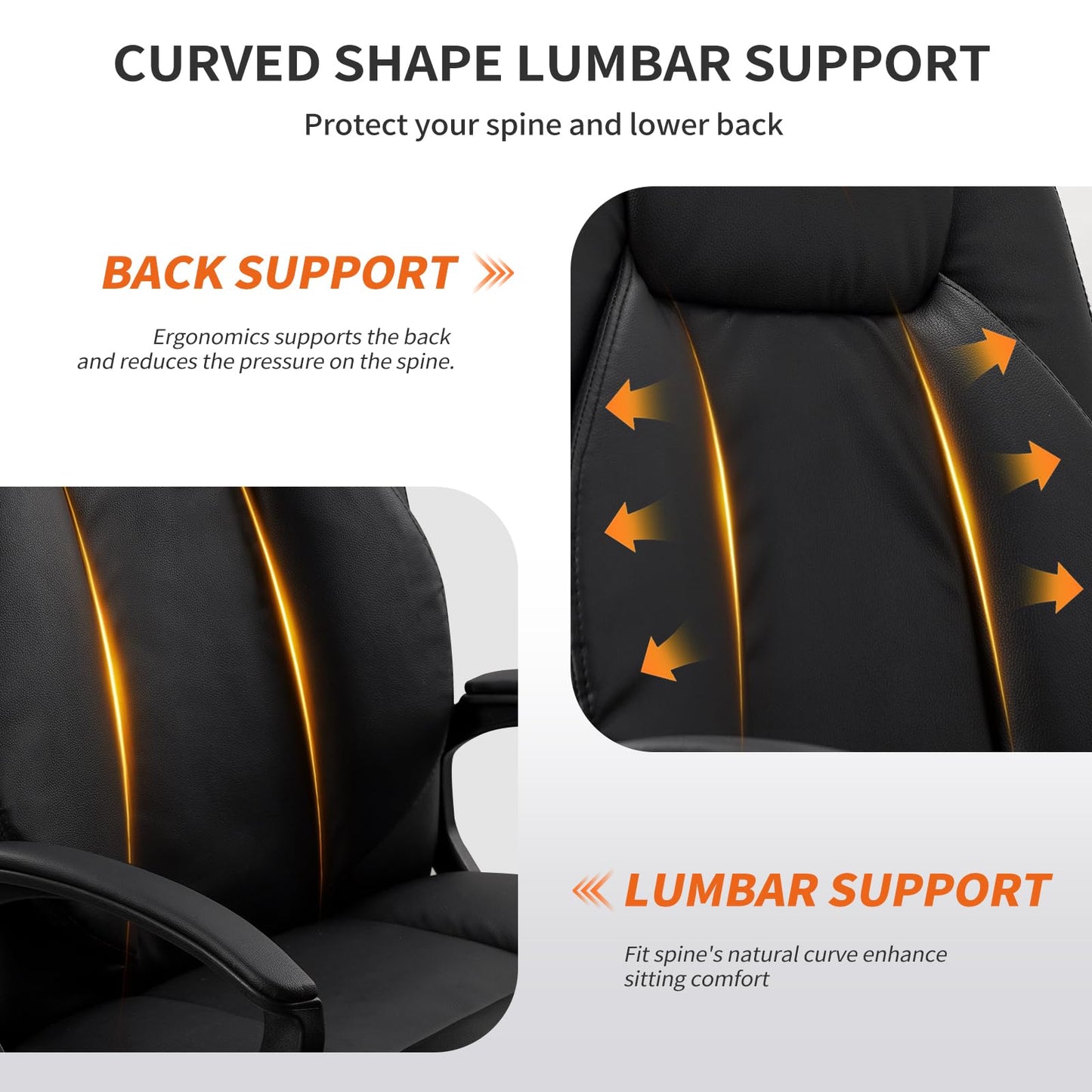 SKY-TOUCH Office Chair, Executive Desk Chair, Classic PU Leather Padded Mid-Back Height Adjustable and Tilt, 350Lb Capacity, Office Computer Desk Chair with Armrest, Black- 26"D x 23.75"W x 42"H