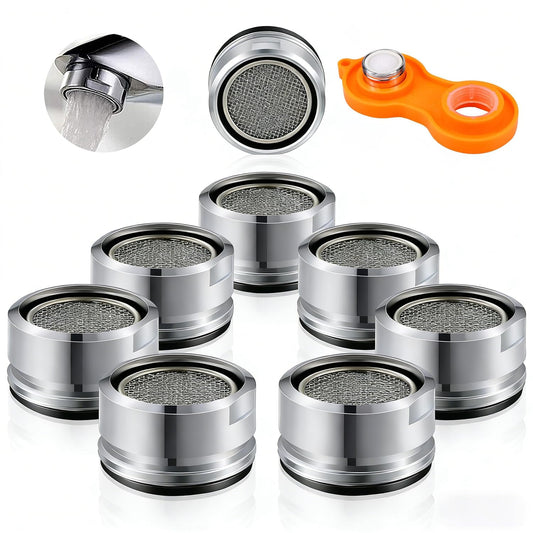 SKY-TOUCH 24mm Faucet Aerator, Anti-Splash Water Flow Regulator, Water-Saving Faucet Nozzle Replacement Part for Kitchen and Bathroom Sinks, Wrench Included, External Thread, 8 PCS