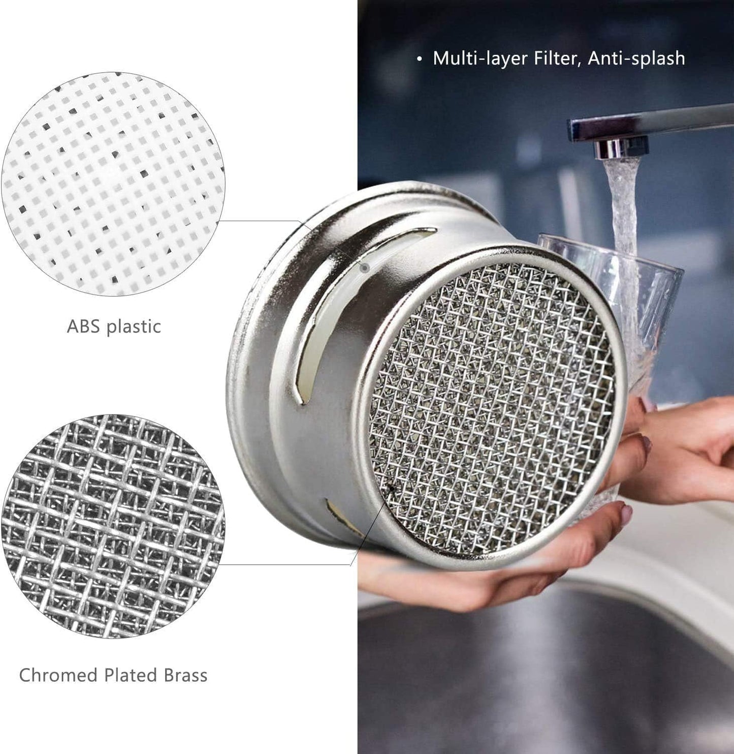 SKY-TOUCH 24mm Faucet Aerator, Anti-Splash Water Flow Regulator, Water-Saving Faucet Nozzle Replacement Part for Kitchen and Bathroom Sinks, Wrench Included, External Thread, 8 PCS