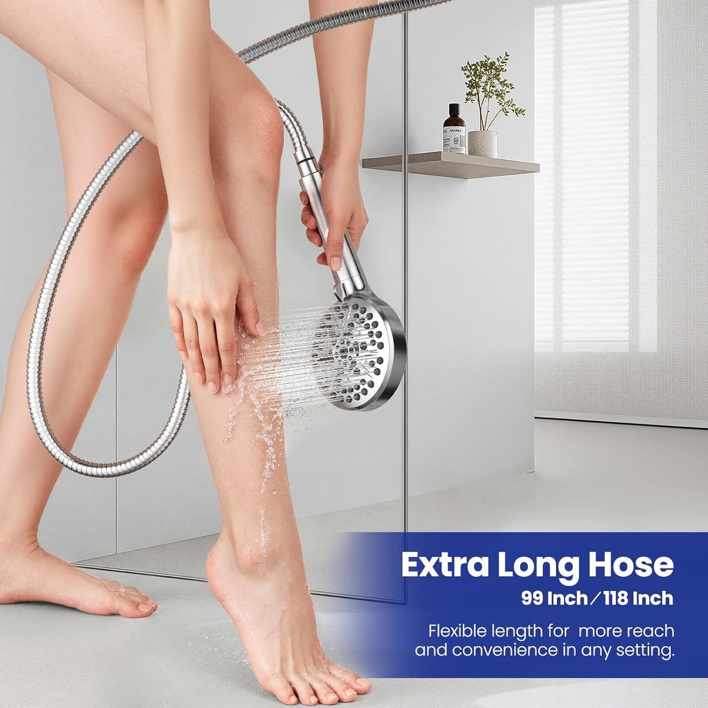 SKY-TOUCH 1.2M Stainless Steel Water Pipe, Durable Anti-Corrosion Flexible Hose with Copper Nut, Anti-Leakage and Pressure Resistant, Easy Installation