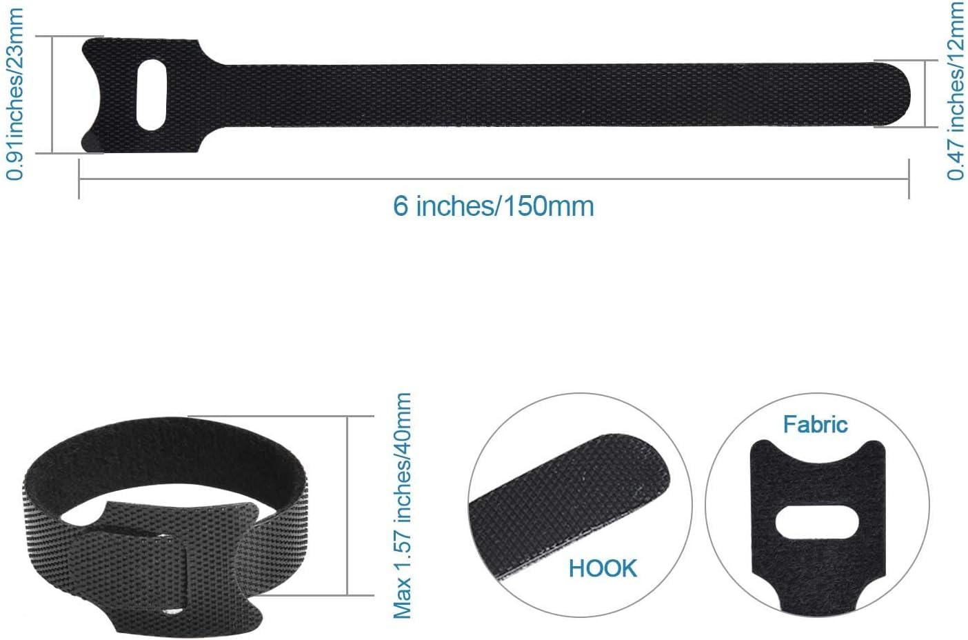 SKY-TOUCH 160PCS Reusable Cable Ties, Adjustable Hook & Loop Cord Organizers, Nylon Wire Management Straps for Home, Office & Electronics