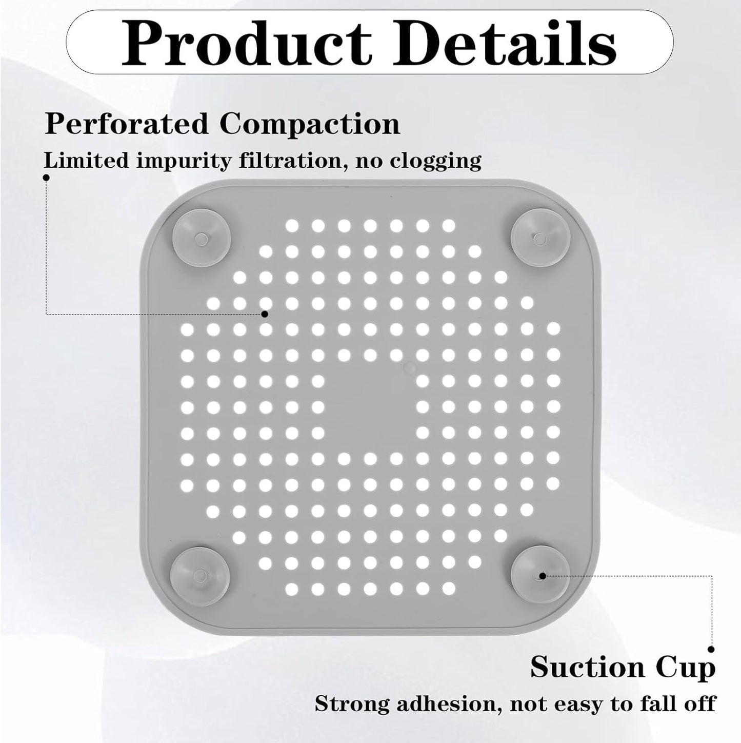 SKY-TOUCH Drain Hair Catcher 3pcs, Silicone Bathroom Accessories Shower Drain Protector Sink Drain Strainer Hair Stopper for Shower Kitchen Bathroom Tub Grey