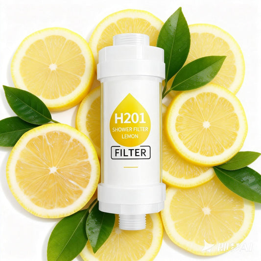 SKY-TOUCH Lemon Vitamin Shower Filter - Chlorine & Rust Removal, Skin Moisturizing, Hair Loss Prevention, Aromatherapy - Easy Installation