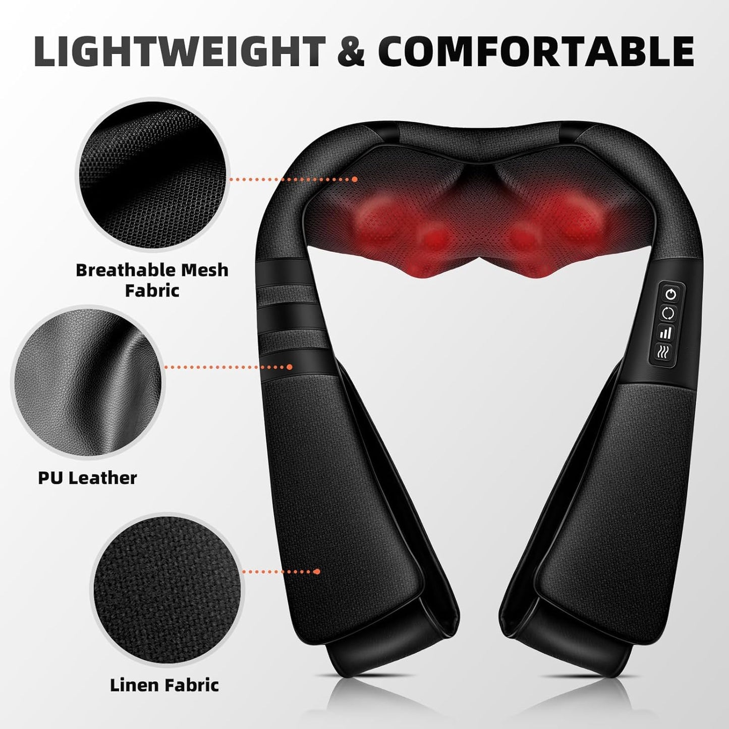 SKY-TOUCH Neck and Shoulder Massager with Heat, Deep Tissue Shiatsu 3D Kneading Massager for Neck, Back, Waist and Leg, at Home and Office, Valentines Gifts & Birthday Gifts (Black)