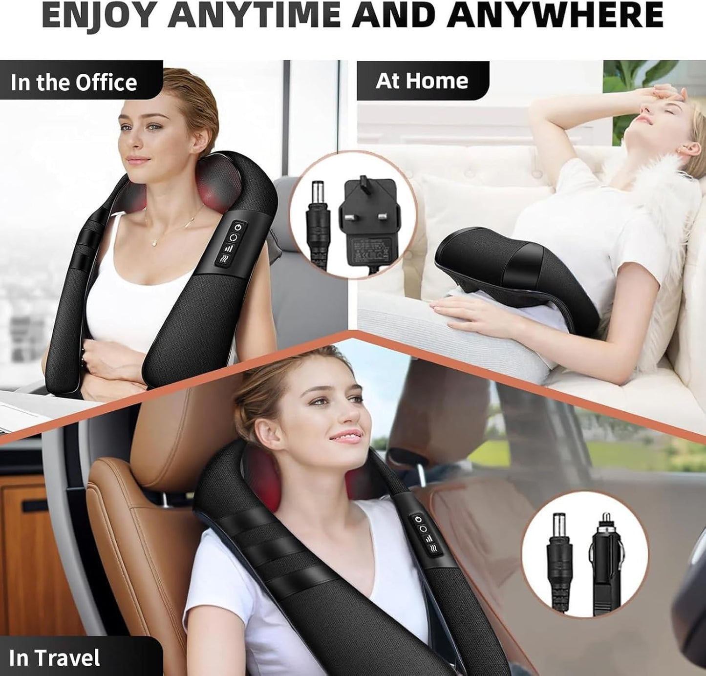 SKY-TOUCH Neck and Shoulder Massager with Heat, Deep Tissue Shiatsu 3D Kneading Massager for Neck, Back, Waist and Leg, at Home and Office, Valentines Gifts & Birthday Gifts (Black)