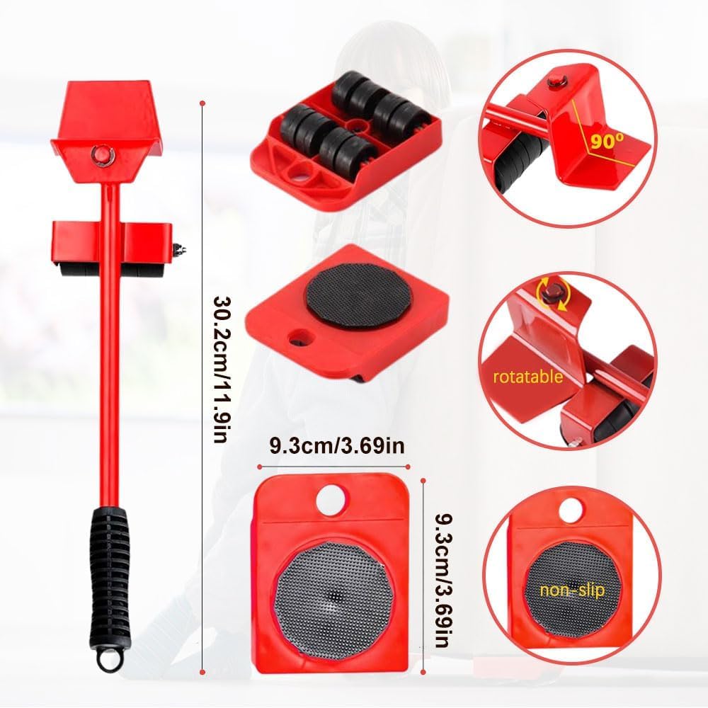SKY-TOUCH Furniture Lifter, 5 PCS Set Iron Furniture Moving Tools, Heavy-duty Moving Tools Easily Lift and Slide Sofas, Beds, Refrigerators, and Washing Machines