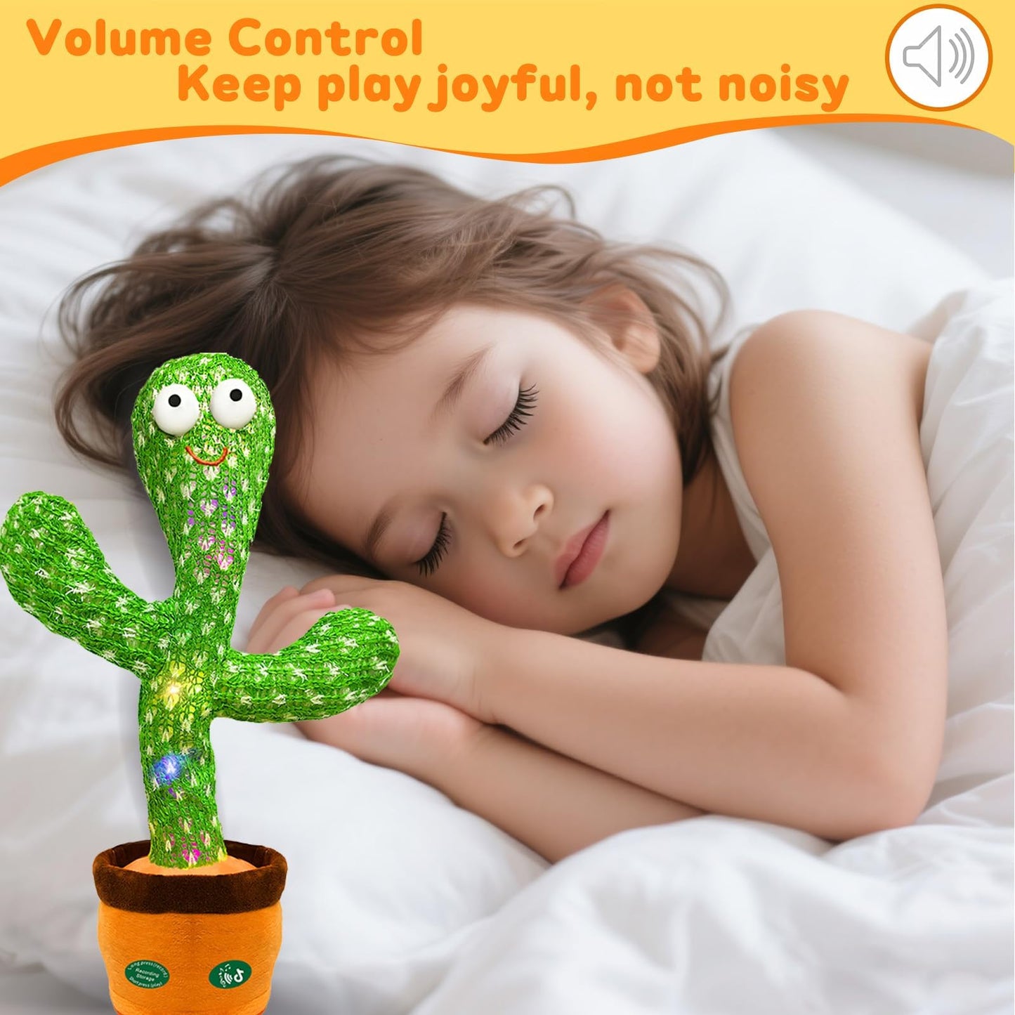 SKY-TOUCH Dancing Mimicking Talking Cactus Toy,Funny Gift for Toddler 1 2 3 Year Old Boy Girl,Singing Record Repeat What You Say Light Up Baby Infant Toys 6-12 12-18 Months (Volume Adjustment)