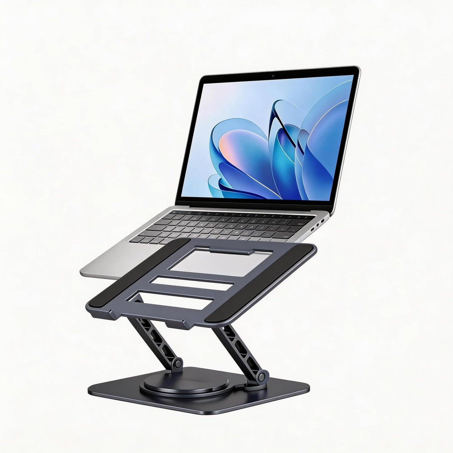 SKY-TOUCH Adjustable Laptop Stand with 360° Rotating Base, Ergonomic Aluminum Riser for MacBook, Huawei, ASUS, Lenovo, 14"-17.3" Laptops, Foldable & Cooling Design