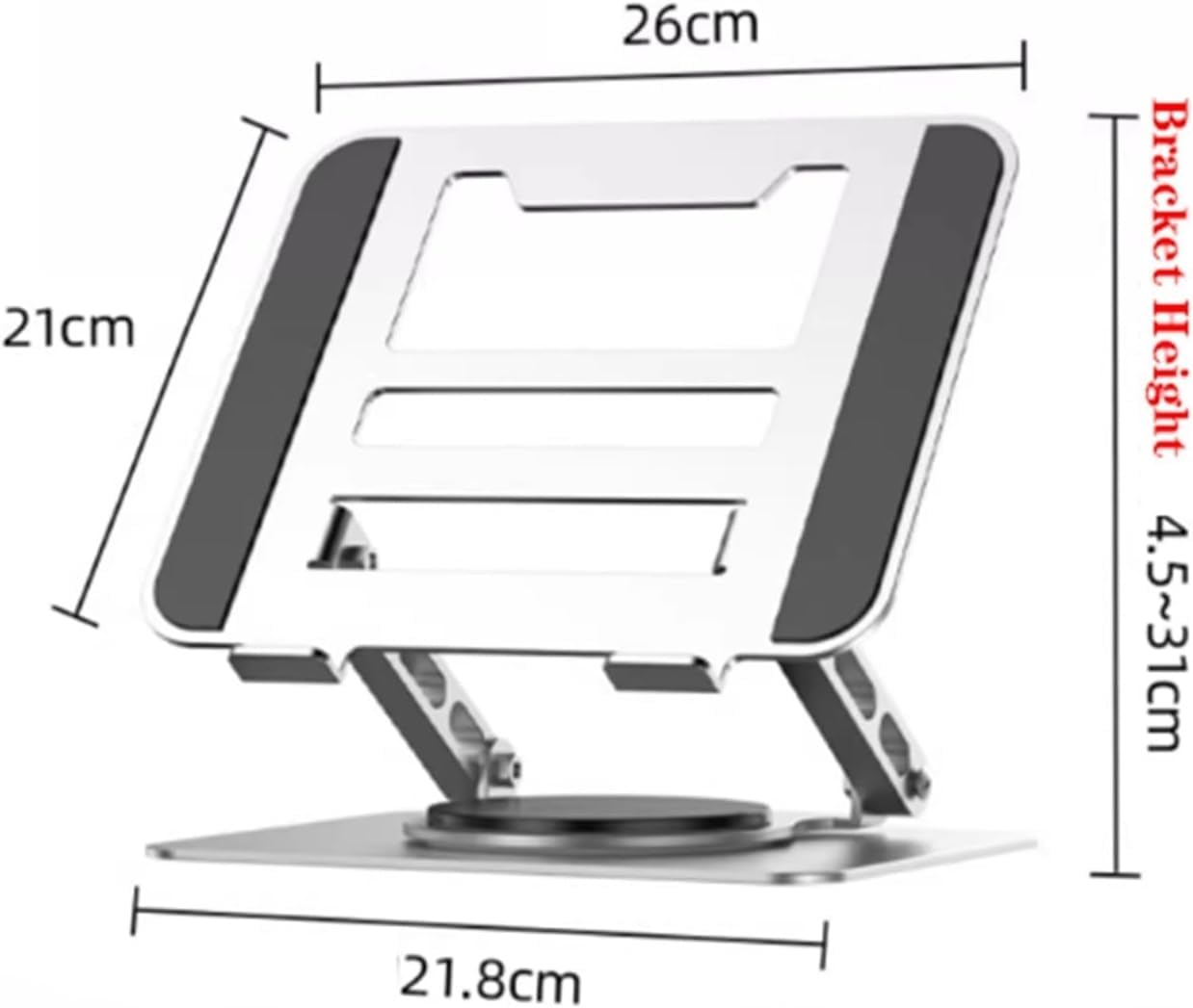 SKY-TOUCH Adjustable Laptop Stand with 360° Rotating Base, Ergonomic Aluminum Riser for MacBook, Huawei, ASUS, Lenovo, 14"-17.3" Laptops, Foldable & Cooling Design