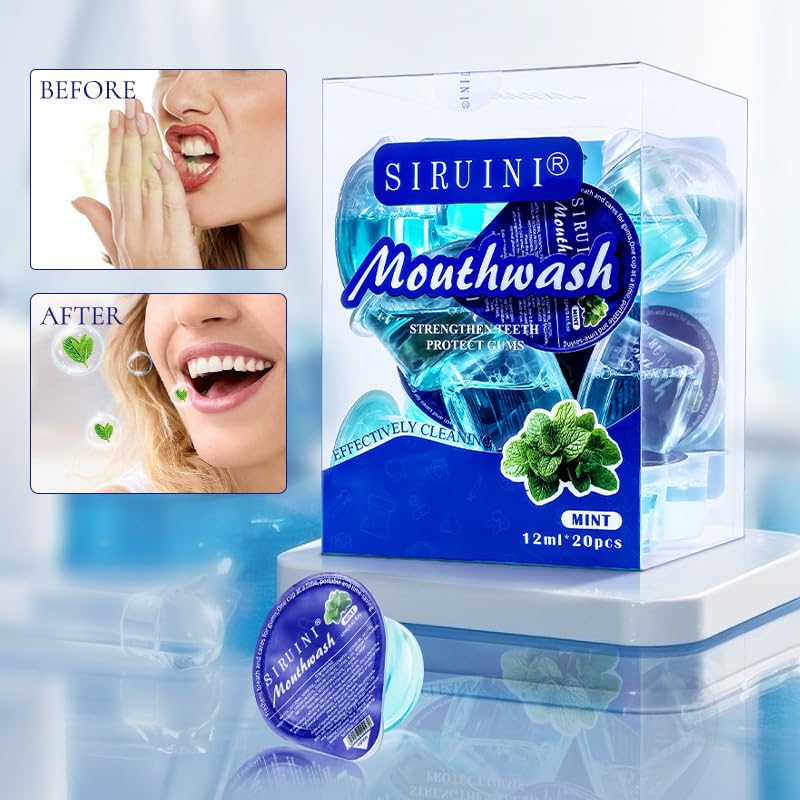 SKY-TOUCH 20 PCS 12ml Fruit Mint Flavor Mouthwash Jelly Cups, Portable Travel Oral Care, Alcohol-Free, Fresh Breath, Convenient Individual Packs