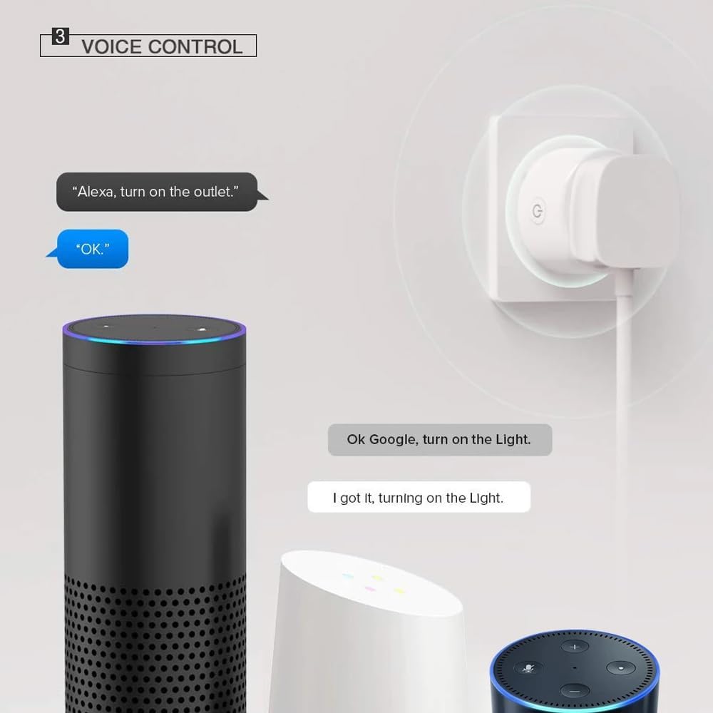 SKY-TOUCH Wifi Smart Plug Socket Compatible with Alexa and Google Home, WiFi Plug Socket With Remote Control & Voice Control, With Electricity Statistics Timer Function, No Hub Required (1 pack) - 3
