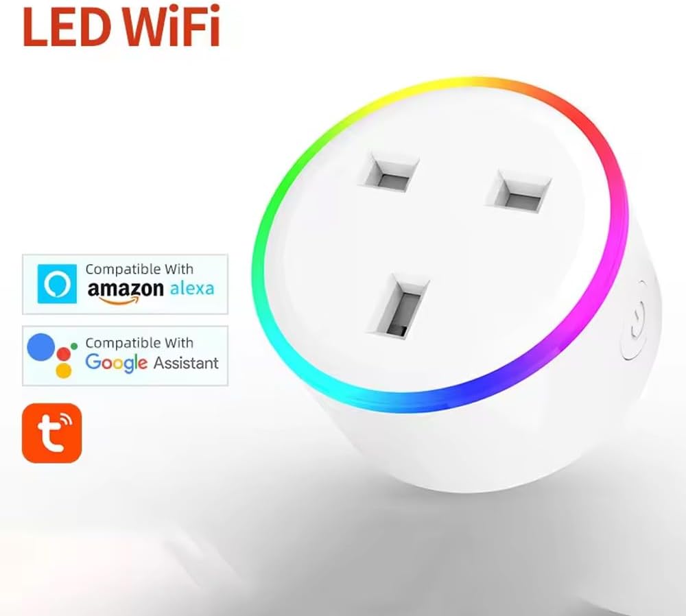 SKY-TOUCH Wifi Smart Plug Socket Compatible with Alexa and Google Home, WiFi Plug Socket With Remote Control & Voice Control, With Electricity Statistics Timer Function, No Hub Required (1 pack) - 5