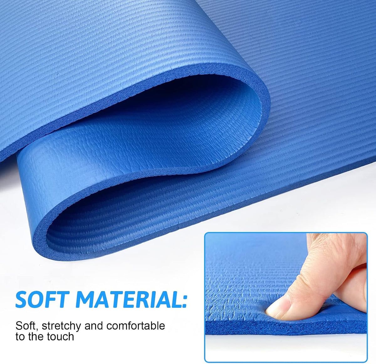 SKY-TOUCH Yoga Mat Non Slip, Yoga Mat with Strap Included 10mm Thick Exercise Mat Ideal for HiiT, Pilates, Yoga and Many Other Home Workouts - 4