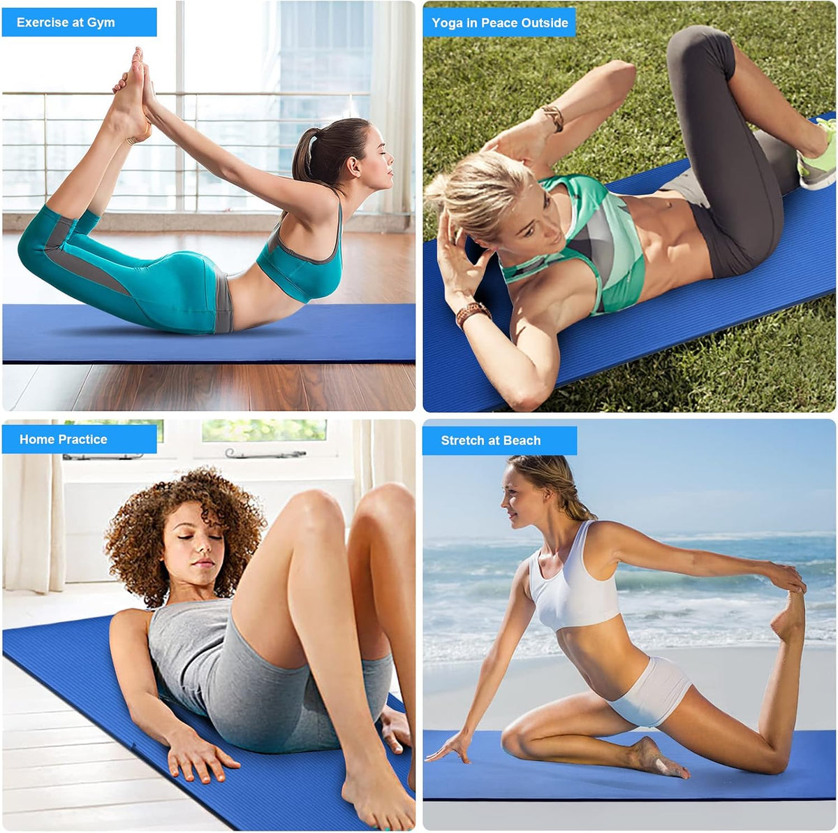 SKY-TOUCH Yoga Mat Non Slip, Yoga Mat with Strap Included 10mm Thick Exercise Mat Ideal for HiiT, Pilates, Yoga and Many Other Home Workouts - 5