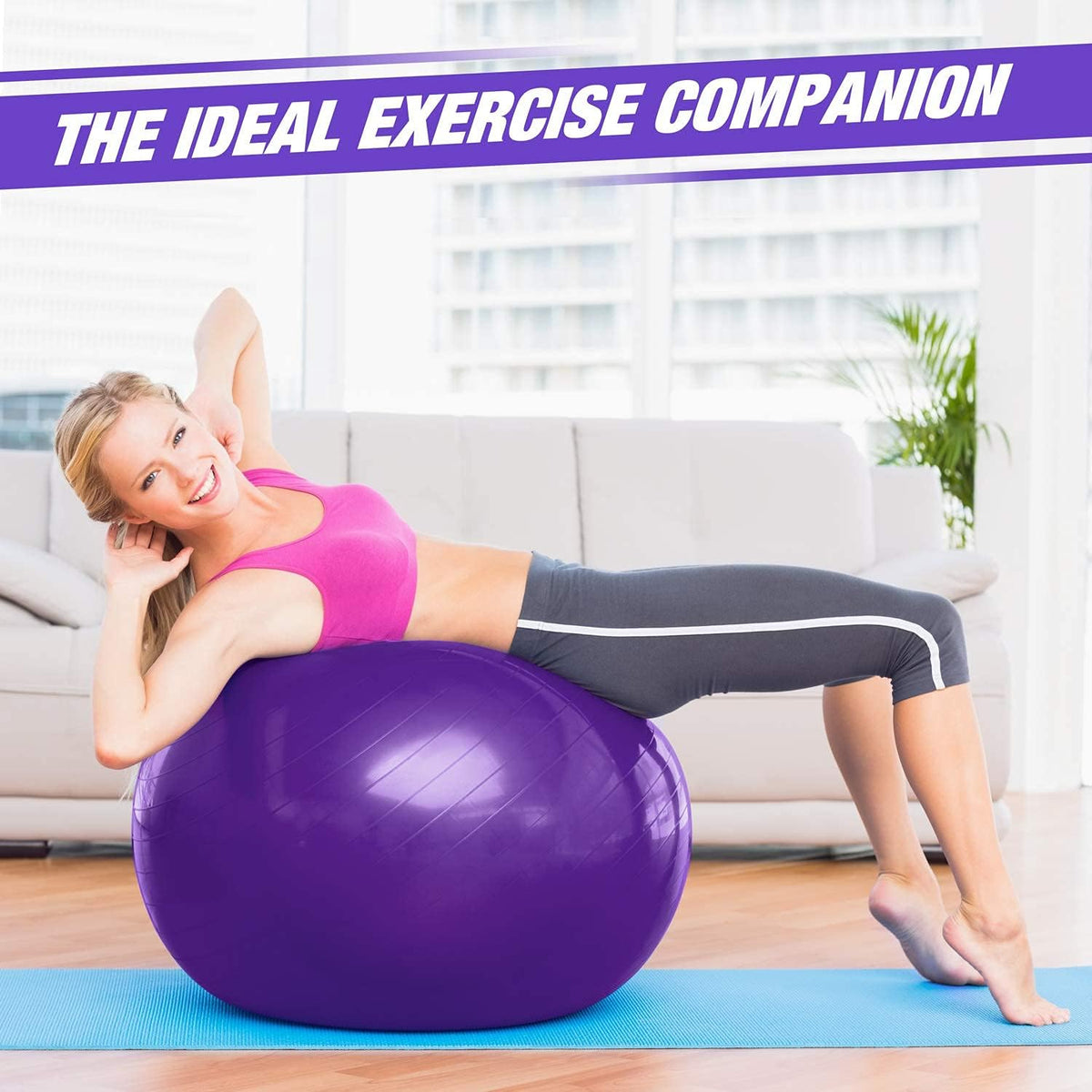 SKY-TOUCH Yoga Ball Anti-Burst, Exercise Ball with Air Pump Thickened Stability Balance Ball for Physical Fitness Exercise - 3
