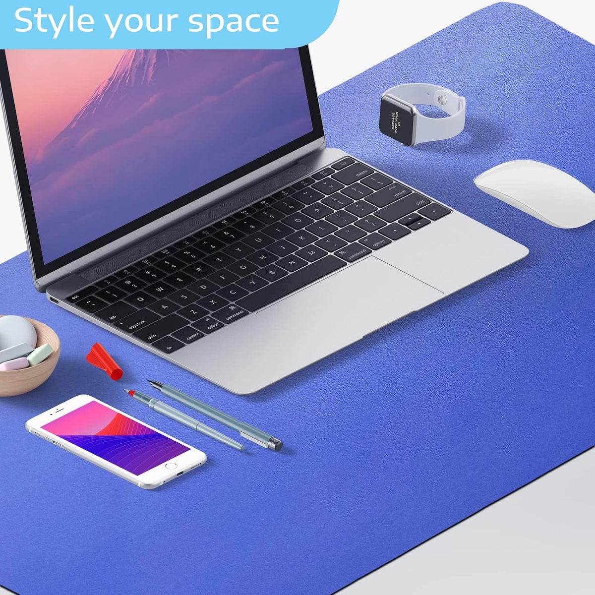 SKY-TOUCH Mouse Pad Large 80x40cm, Leather Computer Pad Office Desk Mat Extended Gaming Mouse Pad, Non-Slip Waterproof Dual-Side USe Desk Mat Protector (Blue/Yellow) - 4