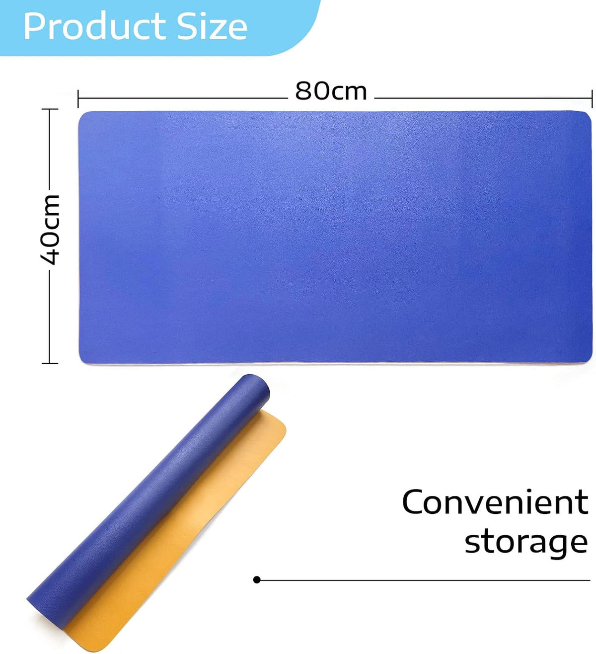 SKY-TOUCH Mouse Pad Large 80x40cm, Leather Computer Pad Office Desk Mat Extended Gaming Mouse Pad, Non-Slip Waterproof Dual-Side USe Desk Mat Protector (Blue/Yellow) - 5