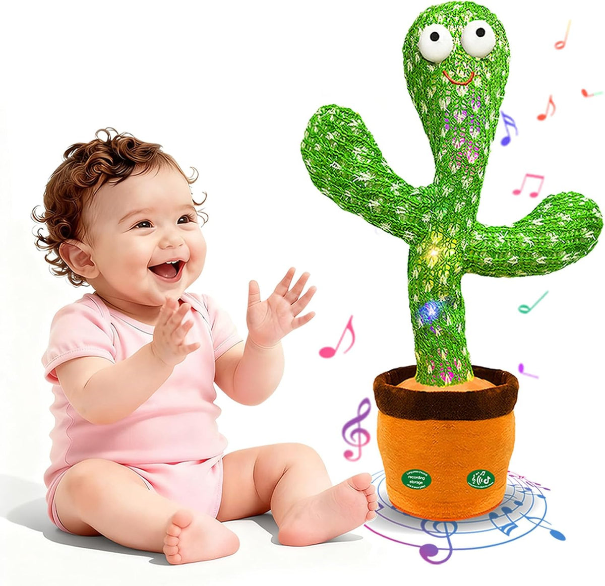 Hunfur Dancing Mimicking Talking Cactus Toy,Funny Gift for Toddler 1 2 3 Year Old Boy Girl,Singing Record Repeat What You Say Light Up Baby Infant Toys 6-12 12-18 Months (Volume Adjustment)