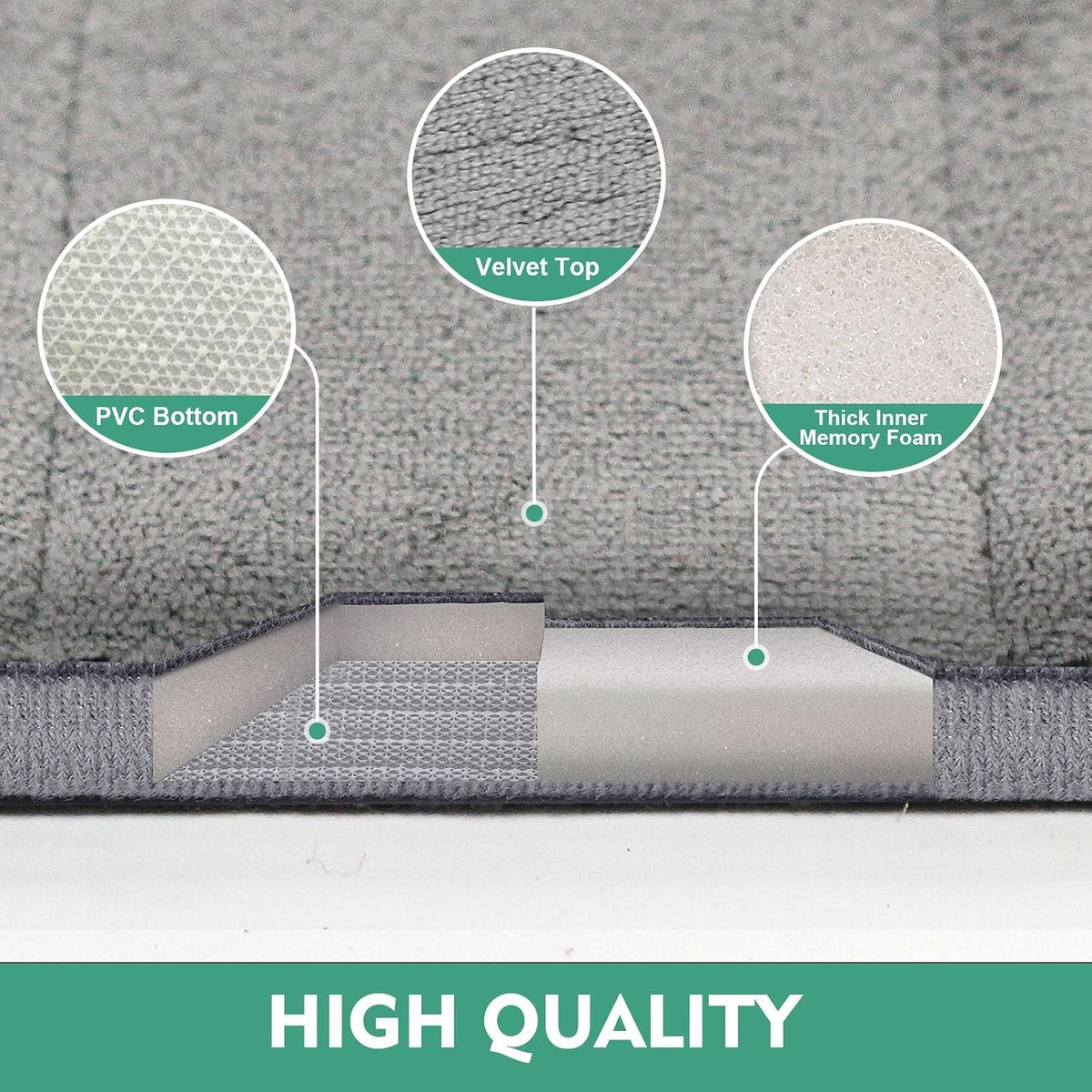 SKY-TOUCH Bath Mat 2 Pack, 50x80cm Memory Foam Bathroom Mat Non Slip,Soft & Comfortable Bath Mat With Highly Absorbent Home Mat for Shower, Tub and Floor - 5