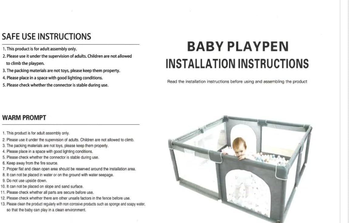 SKY-TOUCH Baby Playpen, 200x200cm Extra Large Playard for Babies and Toddlers, Sturdy Anti-Fall Activity Center with Breathable Mesh and Zipper Door, Anti-Slip Suction Cup Base - with 4 Pull-Up Ring - 11