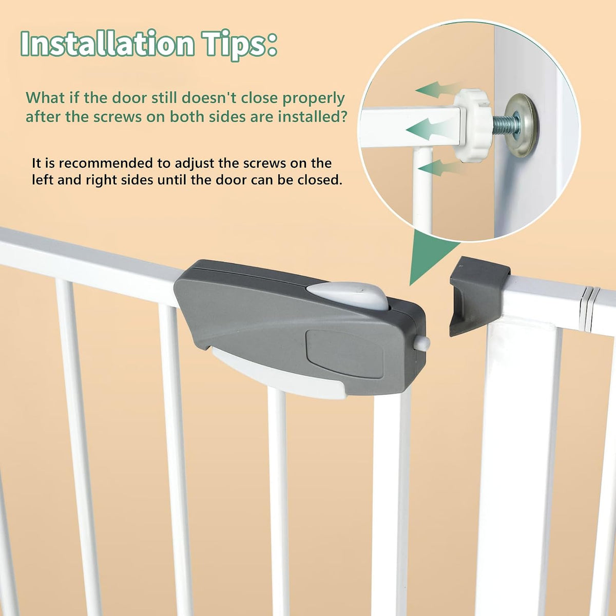 SKY-TOUCH Auto Close Safety Baby Gate, Extra Wide Child Gate 75-84cm + 20cm Extension Kit Maximum Suitable For 104cm, Baby Gates for Stairs & Doorways, Easy Install (Gate + 20cm Extension Kit) - 3