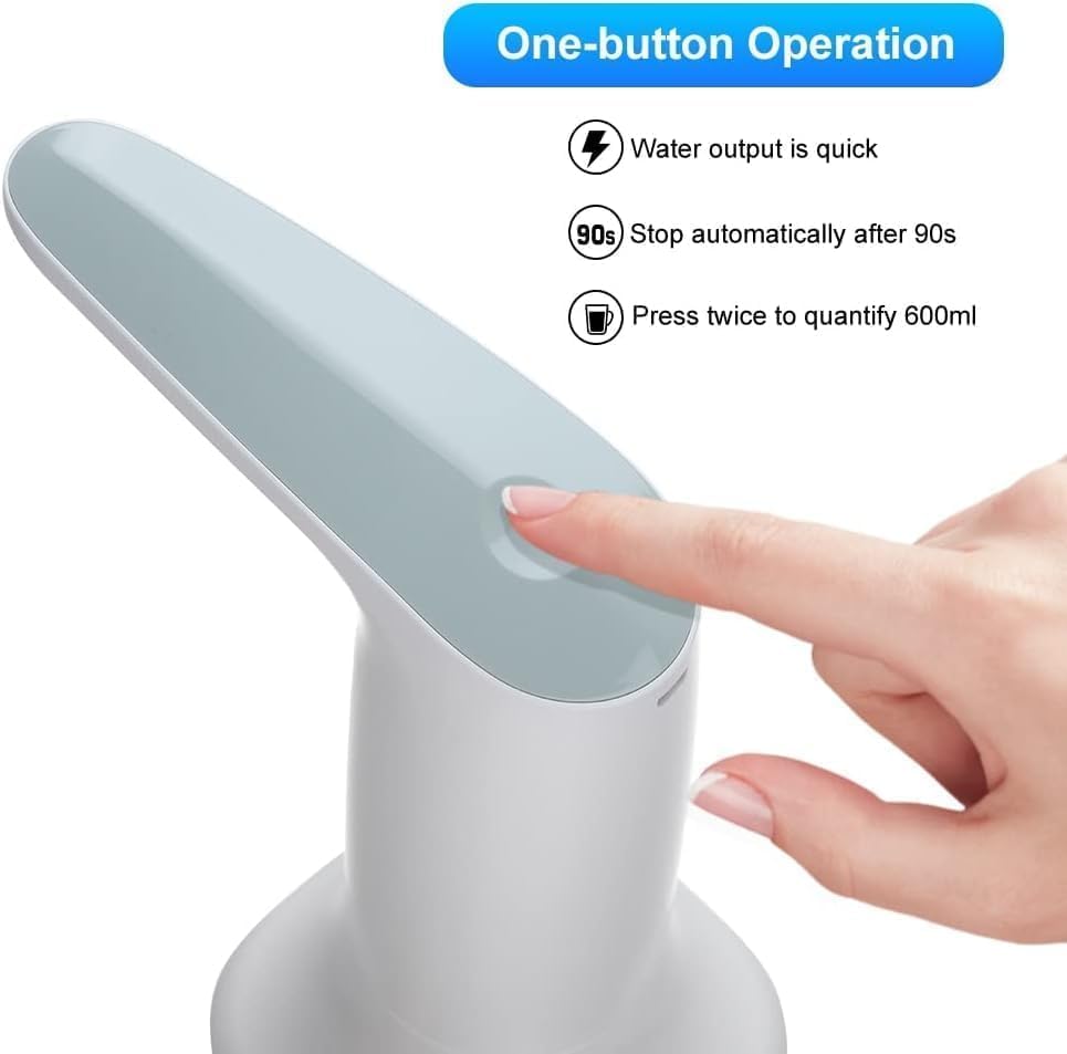 SKY-TOUCH Drinking Water Bottle Pump: Portable Water Bottle Dispenser with LED Night Lights 2-5 Gallon Bottle Automatic Water Pump with Touching Switch and USB Electric Charging for Outdoors Indoors - 2