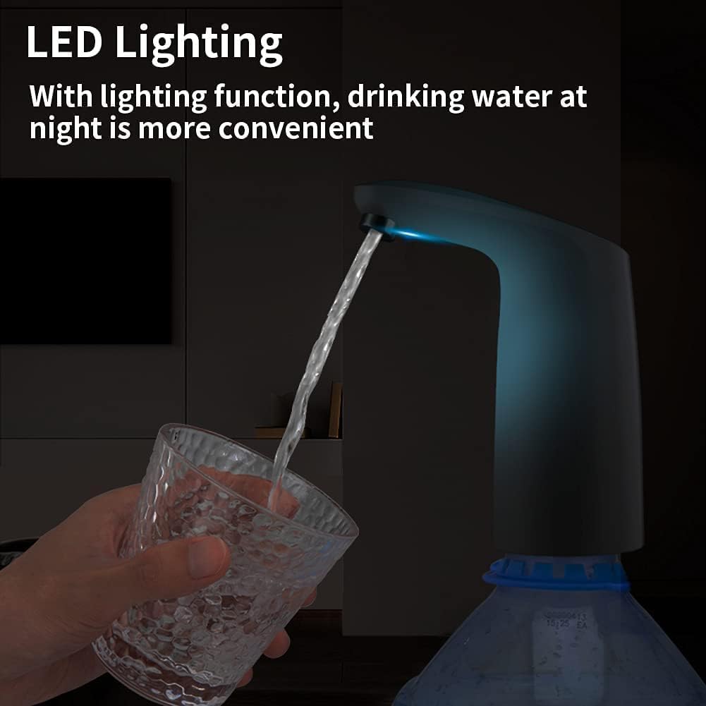 SKY-TOUCH Drinking Water Bottle Pump: Portable Water Bottle Dispenser with LED Night Lights 2-5 Gallon Bottle Automatic Water Pump with Touching Switch and USB Electric Charging for Outdoors Indoors - 3