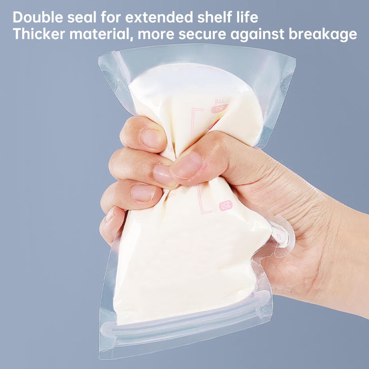 ECVV 50Pcs 250ML Breastmilk Storage Bags for Breastfeeding Doubled Sealed Breast Milk Storing Bags BPA Free Self Standing Breastmilk Bags - 2
