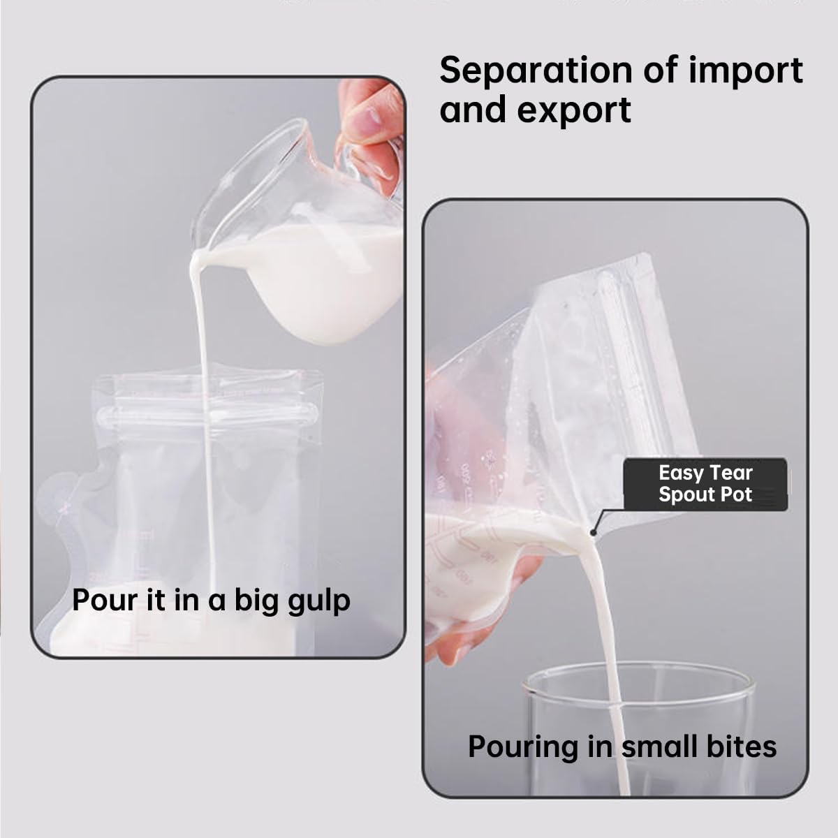 ECVV 50Pcs 250ML Breastmilk Storage Bags for Breastfeeding Doubled Sealed Breast Milk Storing Bags BPA Free Self Standing Breastmilk Bags - 6
