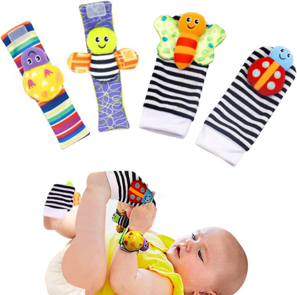 SKY-TOUCH Baby Toys 4 pcs Newborn Development and Foot finder for Boys Girls 0-12 Months