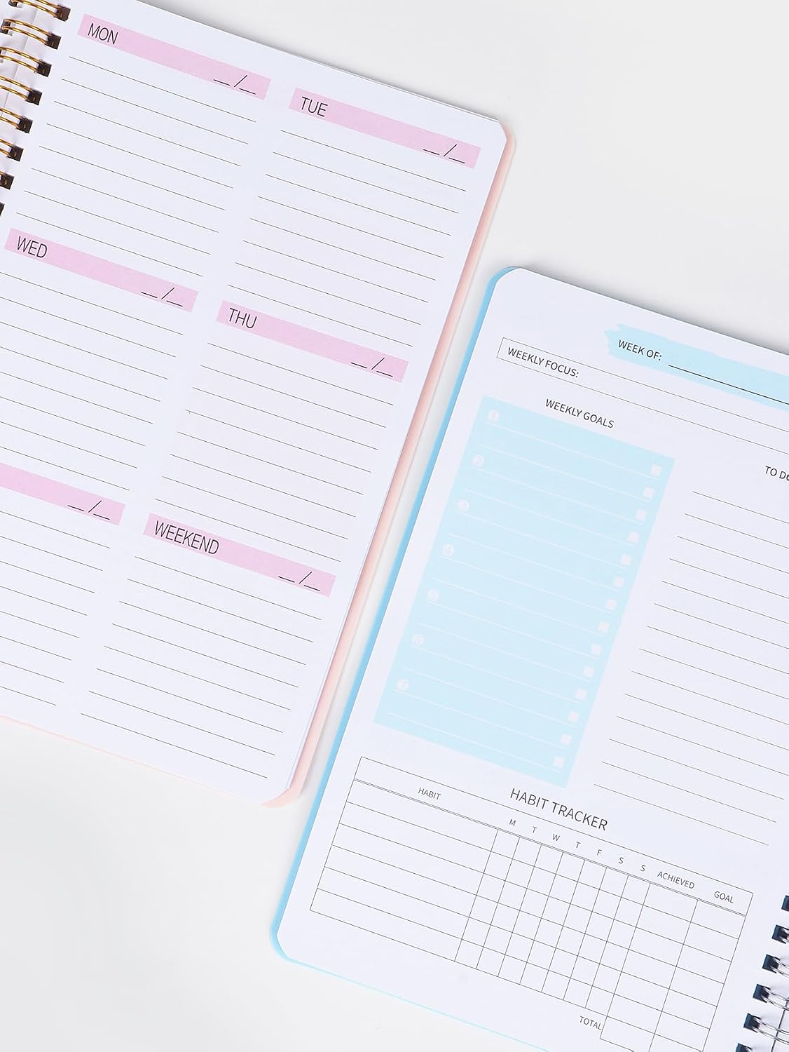 SKY-TOUCH A5 Weekly Planner : To Do List Notebook with 52 Undated Sheets Daily Planner with Goal Habit Tracker Organizer for Office Home School Work Study Life Pink - 4