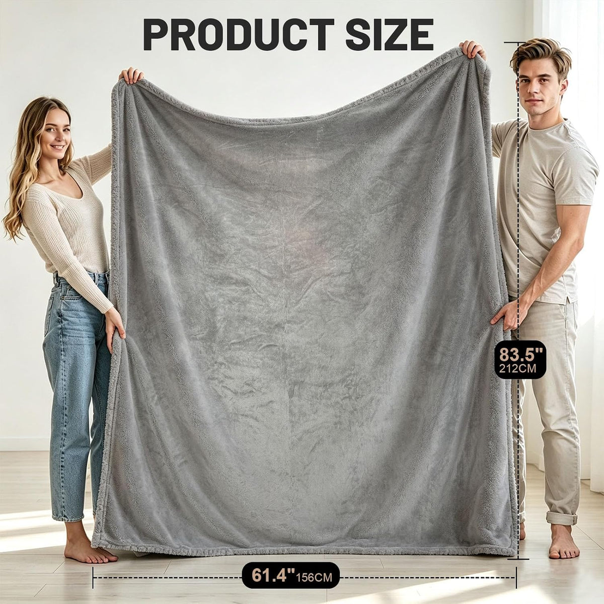SKY-TOUCH Queen Fleece Blanket : 270GSM Super Soft Lightweight Bed Blanket Plush Fuzzy Cozy Luxury Microfiber Throw Blanket for Home Office Dorm Bed Sofa Chair Couch Travel Camping (Grey 230 * 200cm) - 4