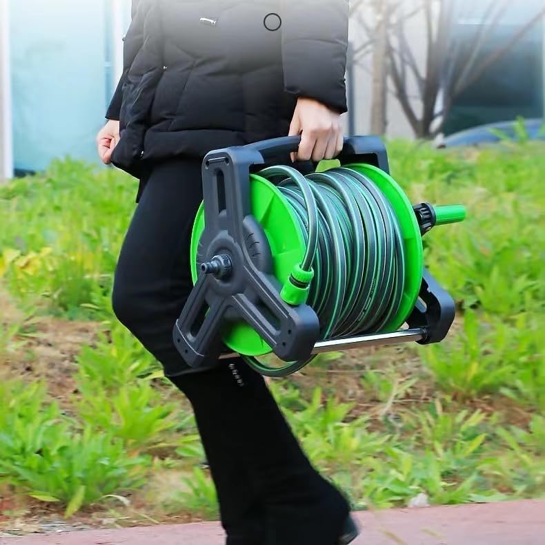 SKY-TOUCH Water Hose Reel,Portable and Wall Mount Water Pipe with High Pressure Water Gun-10 Spray Modes, Telescopic with Connection Adapters,22.5m Hose Reel Kit,2M Water Inlet Pipe - 11