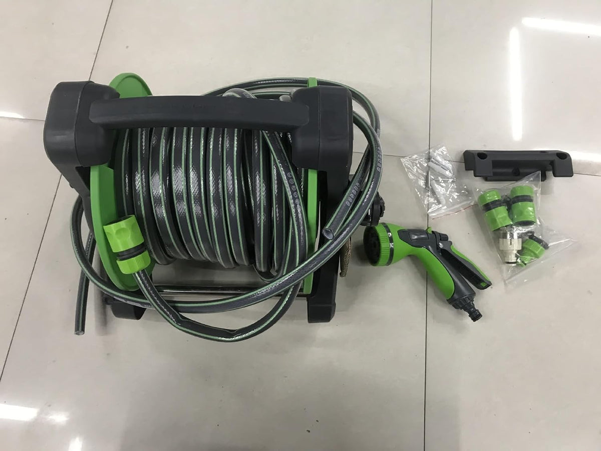SKY-TOUCH Water Hose Reel,Portable and Wall Mount Water Pipe with High Pressure Water Gun-10 Spray Modes, Telescopic with Connection Adapters,22.5m Hose Reel Kit,2M Water Inlet Pipe - 9