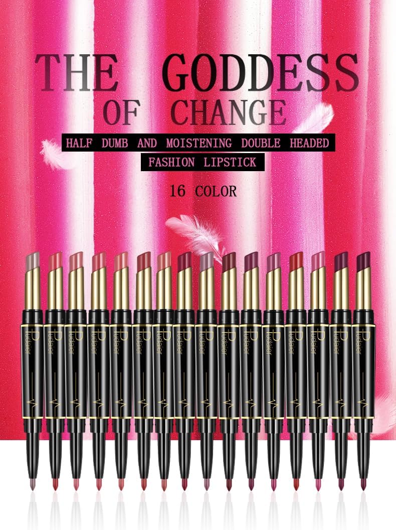 SKY-TOUCH Double Head Matte Lipstick + Lip Liner Pen Set 2 in 1 One Step Lips Makeup Waterproof Long Lasting Nude Velvet Pen, One Size 09# - 3