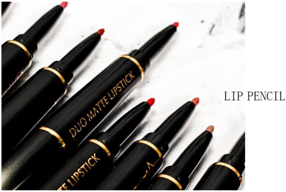SKY-TOUCH Double Head Matte Lipstick + Lip Liner Pen Set 2 in 1 One Step Lips Makeup Waterproof Long Lasting Nude Velvet Pen, One Size 09# - 4