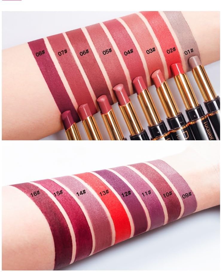 SKY-TOUCH Double Head Matte Lipstick + Lip Liner Pen Set 2 in 1 One Step Lips Makeup Waterproof Long Lasting Nude Velvet Pen, One Size 09# - 6