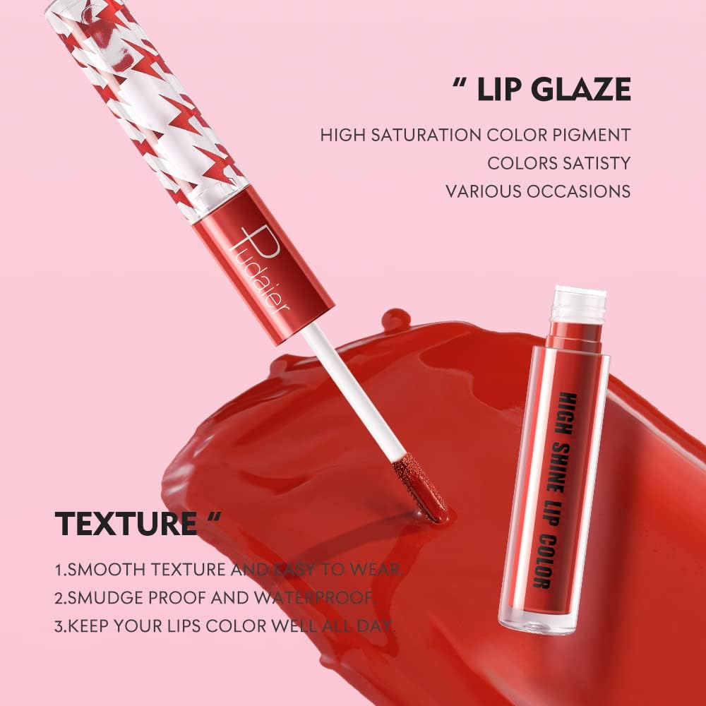 SKY-TOUCH High Shine Lip Gloss with Clear Fixed Color Lip Oil, Up to 12 Hours Long Lasting Dual Ended Liquid Lipstick, Lightweight and Non Sticky, 3ml (01) - 4
