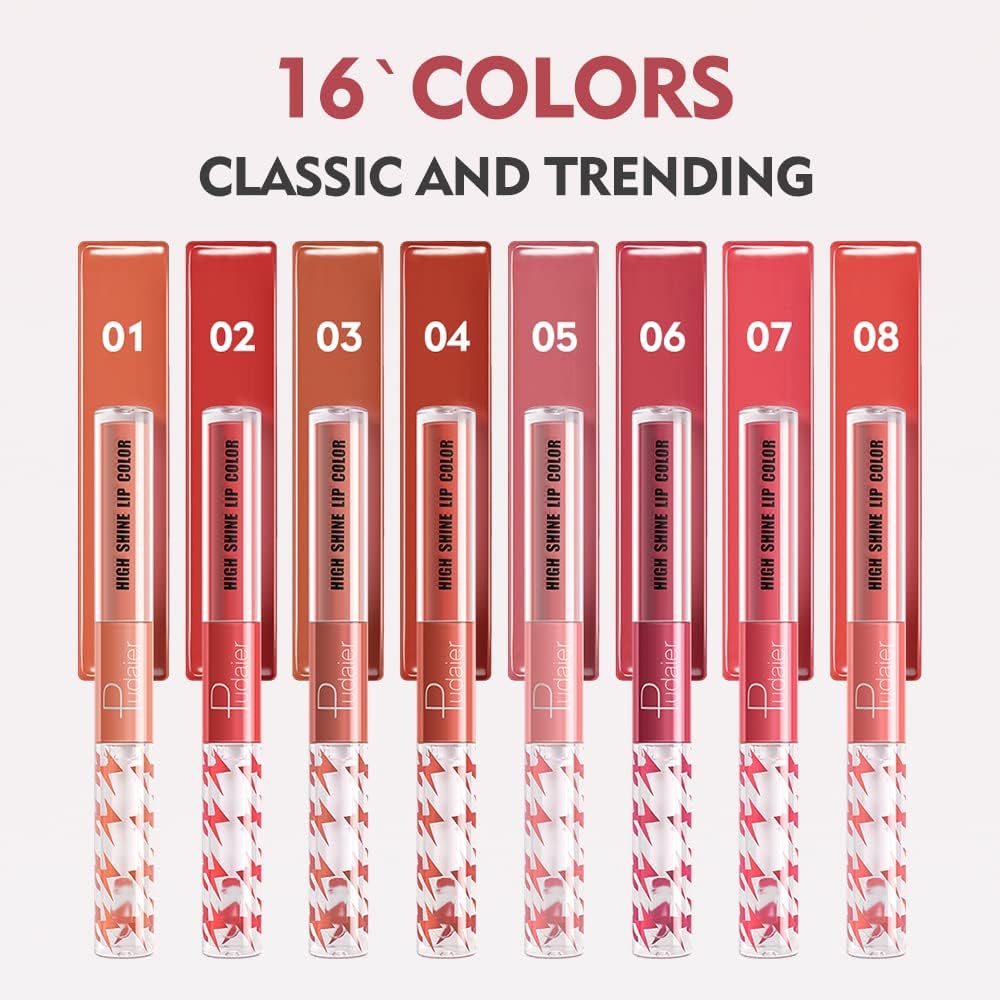 SKY-TOUCH High Shine Lip Gloss with Clear Fixed Color Lip Oil, Up to 12 Hours Long Lasting Dual Ended Liquid Lipstick, Lightweight and Non Sticky, 3ml (01) - 5